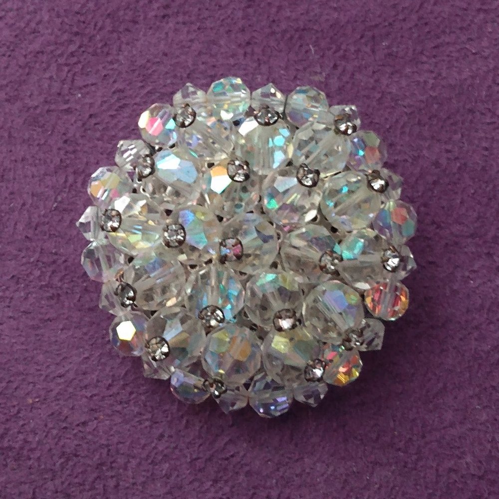 🎬Vintage🎬 Aurora Borealis Crystal Bead Brooch